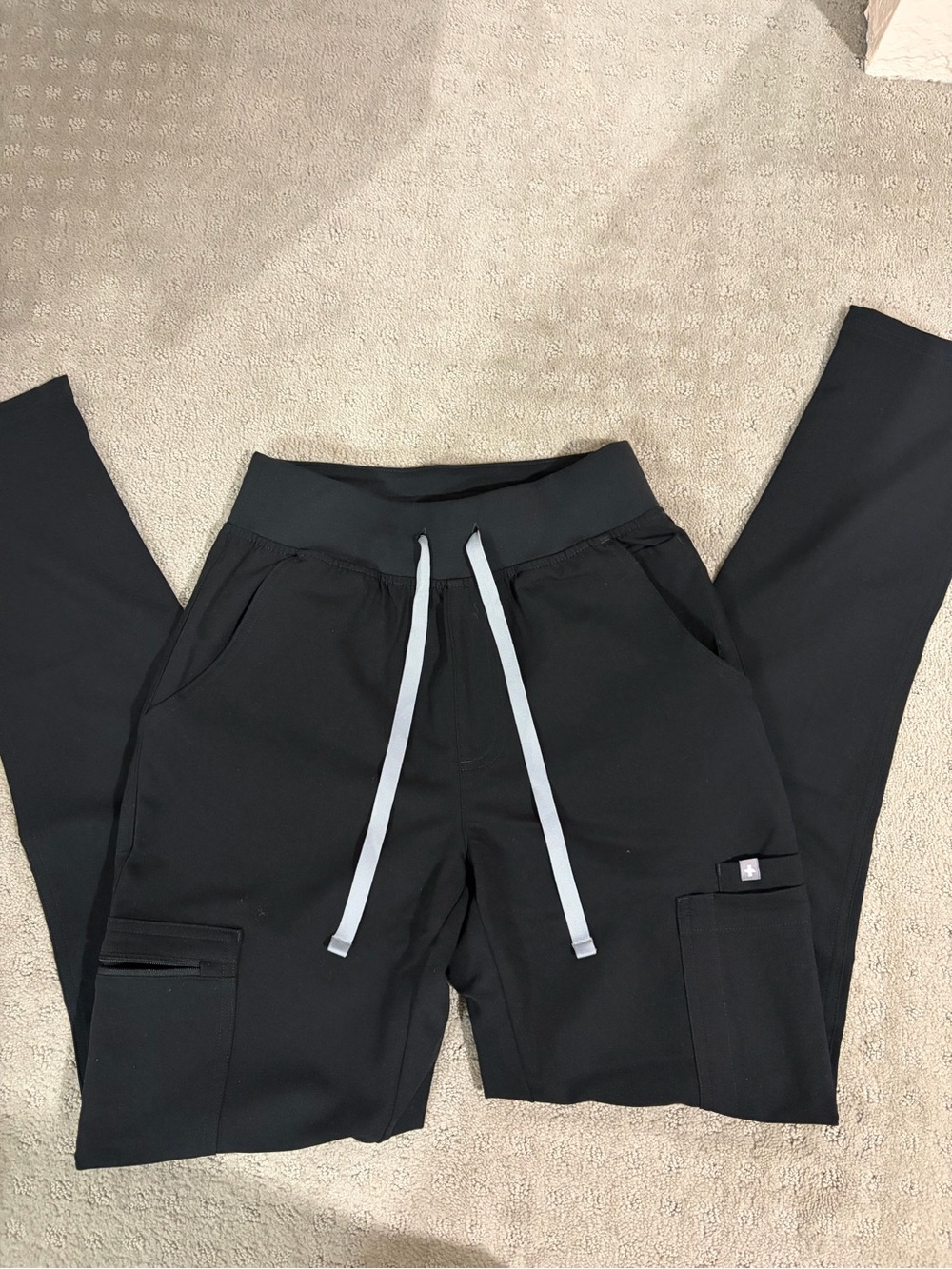 Figs XXS Tall Skinny legged Black Women's Scrub Pants with Drawstring